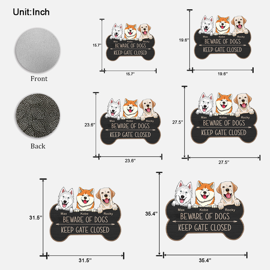 Attention au chien ! - Paillasson personnalisé en forme de chien