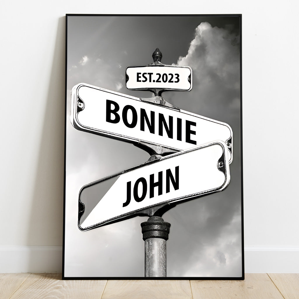 Panneau de rue vintage - Toile et affiche personnalisées pour couples