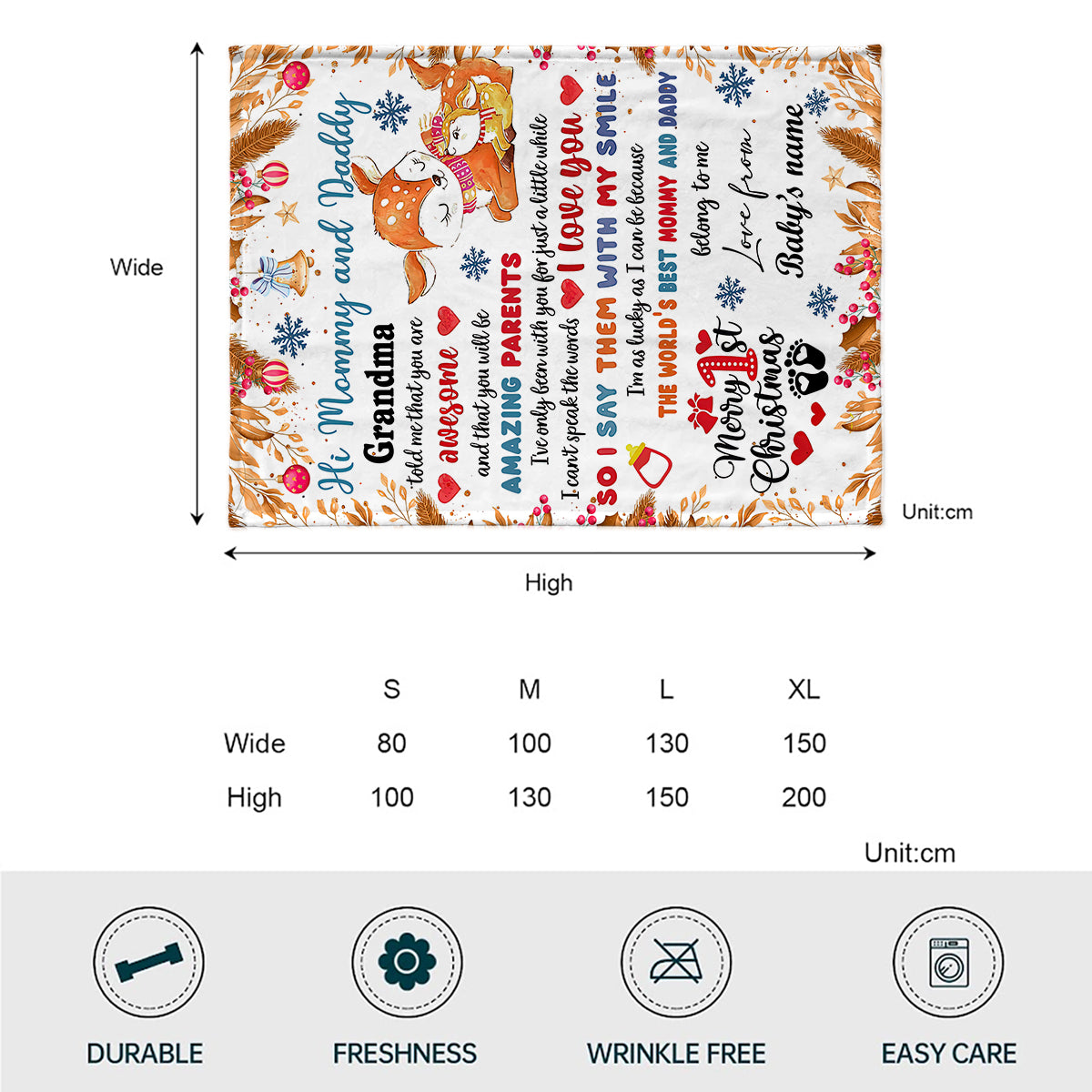 1st Christmas Gift Mommy And Daddy - Personalized Newborn Blanket