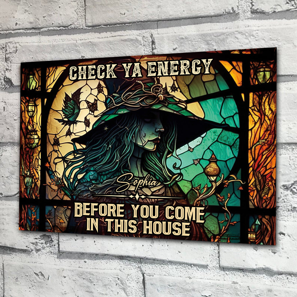Check Ya Energy - Personalized Witch Rectangle Metal Sign