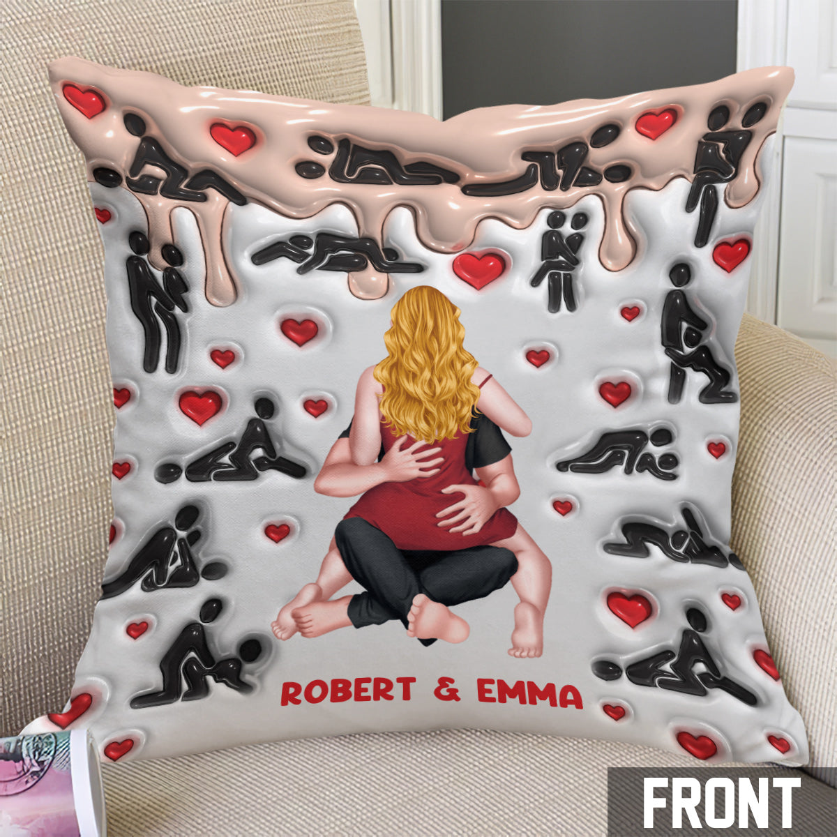 Je t'aime - Coussin décoratif personnalisé pour couple