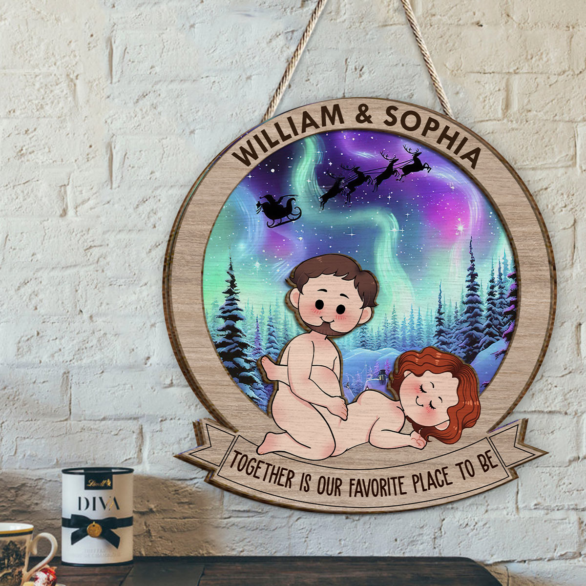 Together Is My Favorite To Be - gift for husband, wife, girlfriend, boyfriend - Personalized 2 Layered Wood Sign / Wood Plaque