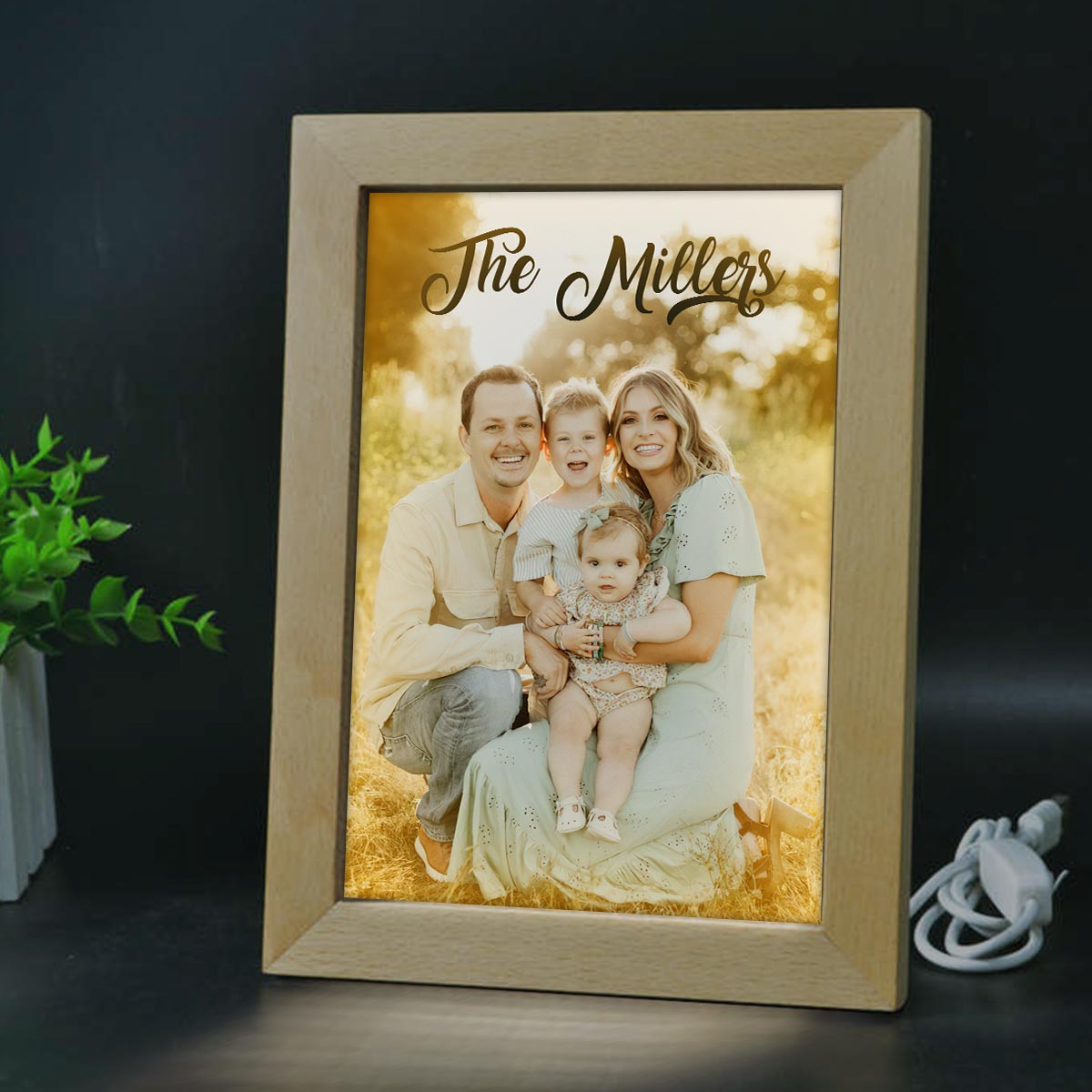 Amour de la famille - Cadre photo lumineux personnalisé pour la famille