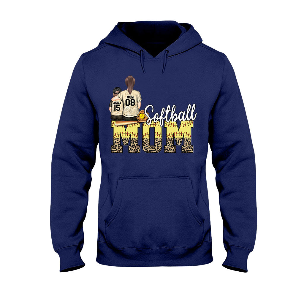 Maman de joueuse de softball - Cadeau de softball pour maman - T-shirt et sweat à capuche personnalisés