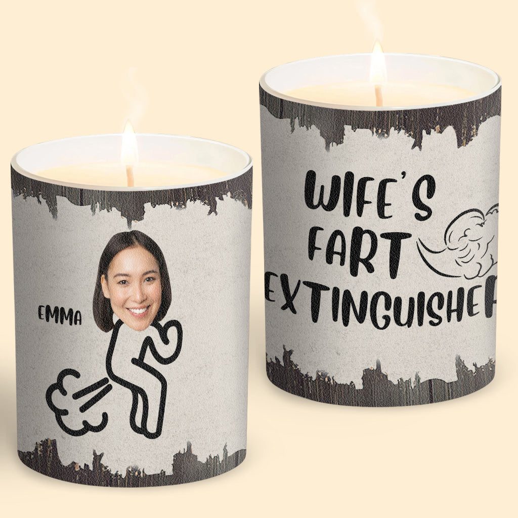 Fart Extinguisher - Gift for dad, grandma, grandpa, mom, uncle, aunt, son, daughter, brother, sister, granddaughter, grandson, husband, wife, boyfriend, girlfriend, friend - Personalized Candle With Wooden Lid