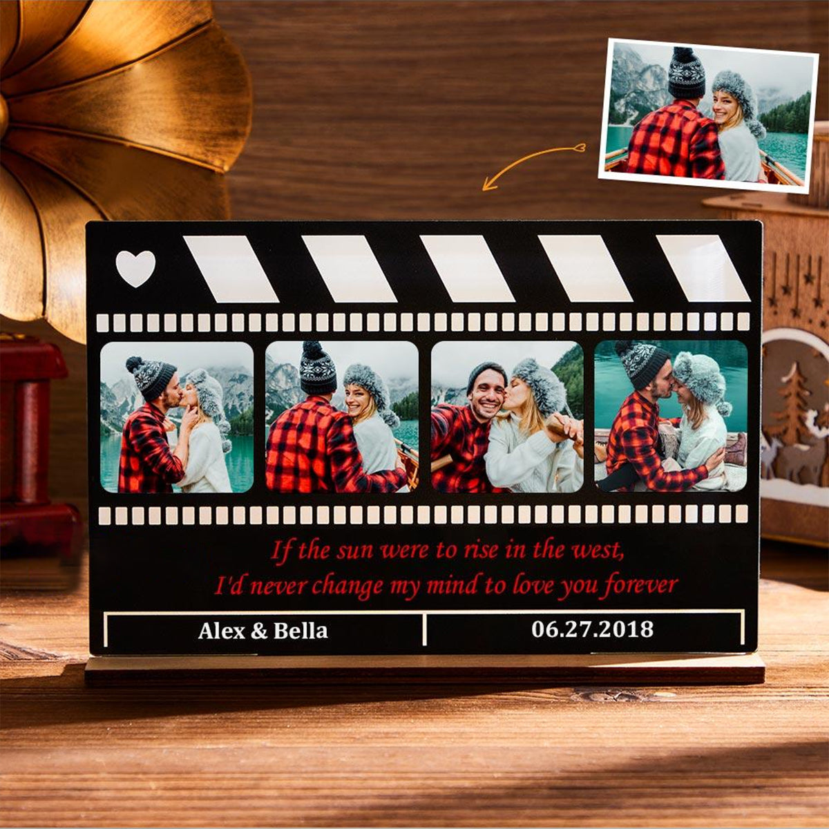 Clap de cinéma créatif - Modèle personnalisé pour couple, 1 couche, grand format, autoportant