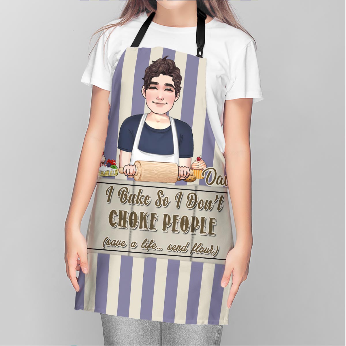 Je fais des gâteaux pour ne pas étouffer les gens - Cadeau de pâtisserie pour maman, papa, fille, fils, petite amie, petit ami, épouse, mari, sœur, frère, ami - Tablier personnalisé