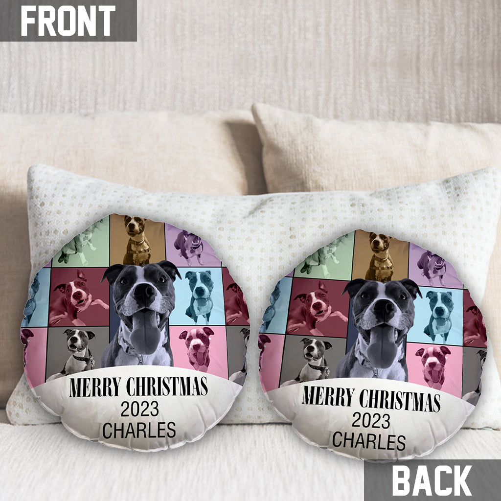Coussin personnalisé en forme de chien - Version Joyeux Noël