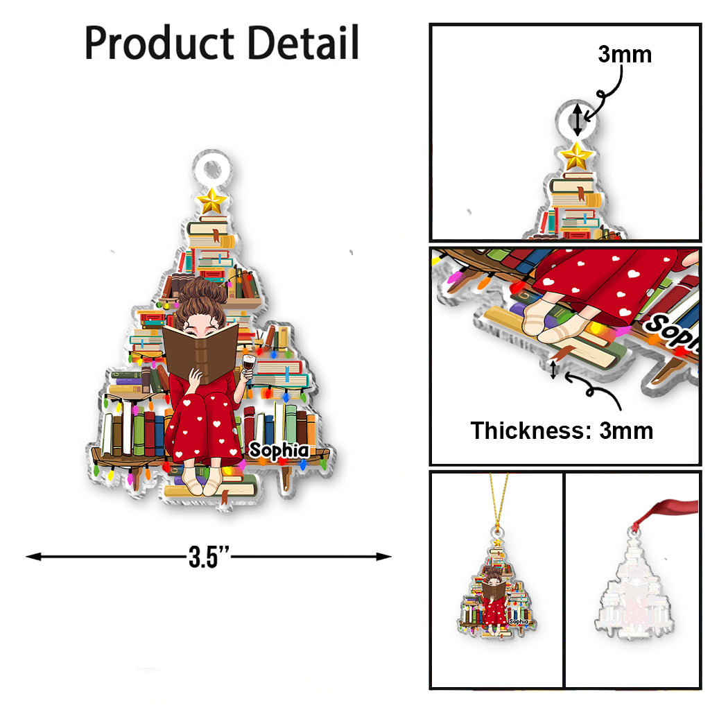 Juste une fille qui aime les livres - Ornement transparent personnalisé en forme de livre