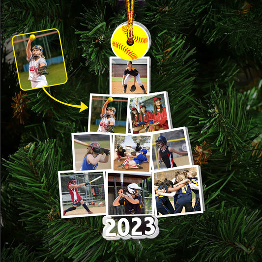 Joyeux Noël - Ornement transparent personnalisé en forme de balle de softball