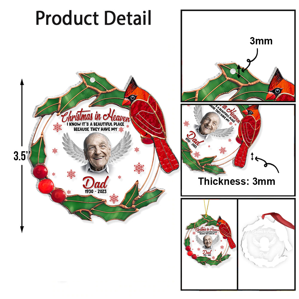 Christmas In Heaven - Memorial gift for loss of - Personalized Transparent Ornament