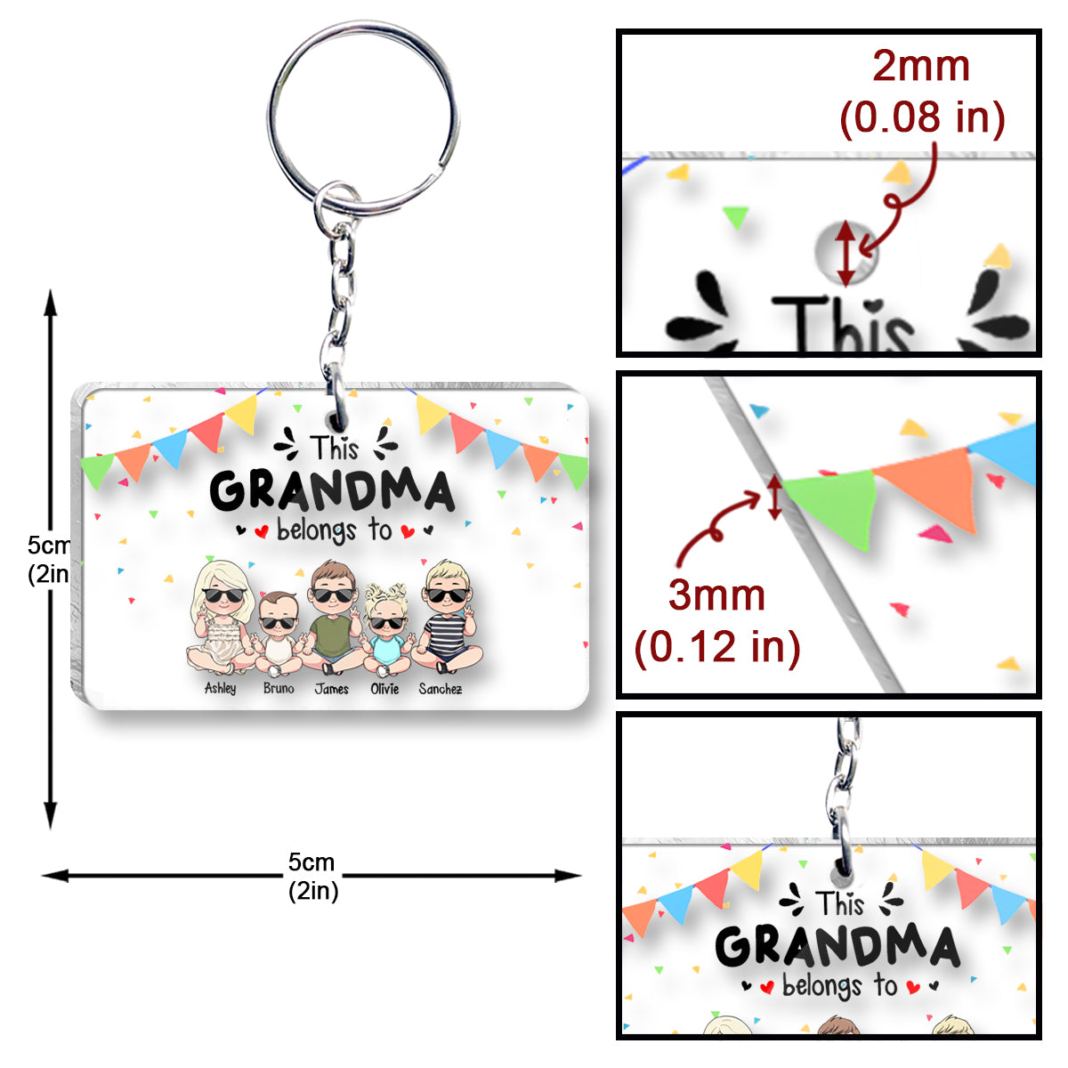 Mes personnes préférées - Cadeau pour grand-père, grand-mère, frère, sœur, maman, papa, oncle, tante - Porte-clés personnalisé