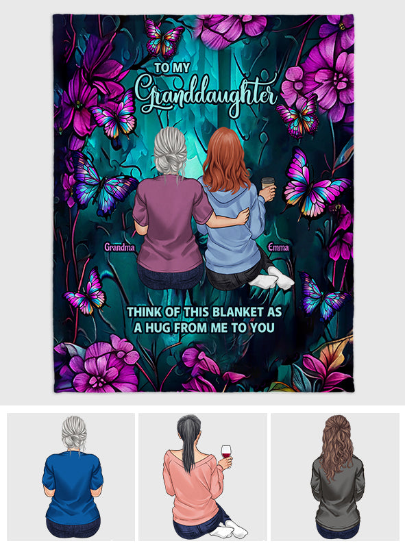 Couverture papillon turquoise et violette - Cadeau pour fille, petite-fille - Couverture personnalisée