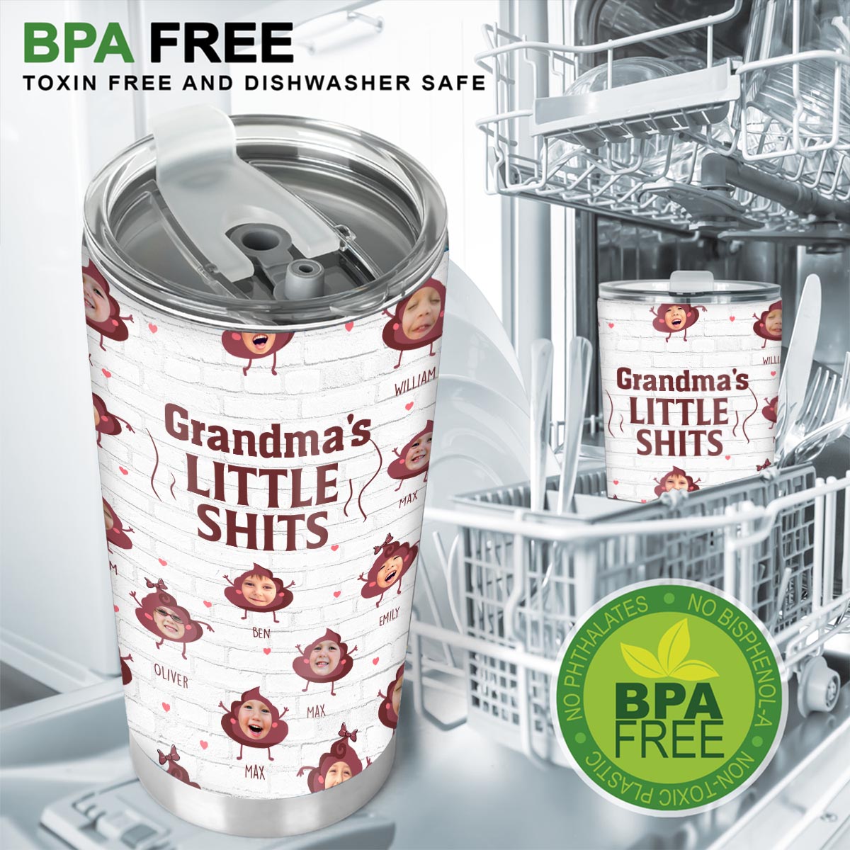 « Papa Petits cons » - Cadeau pour papa, grand-mère, grand-père, maman, oncle, tante, frère, sœur - Gobelet isotherme personnalisé