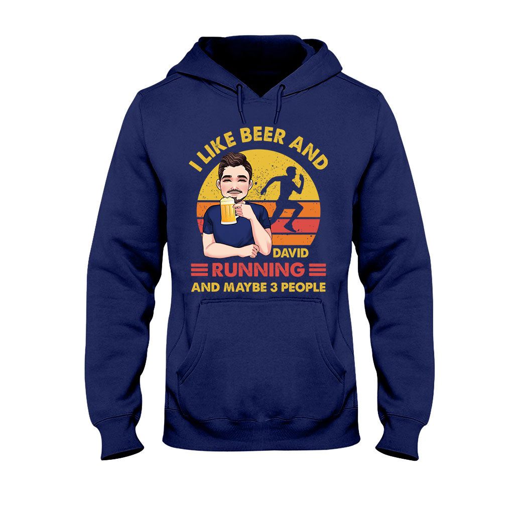 J'aime la bière et la course à pied - T-shirt et sweat à capuche de course personnalisés