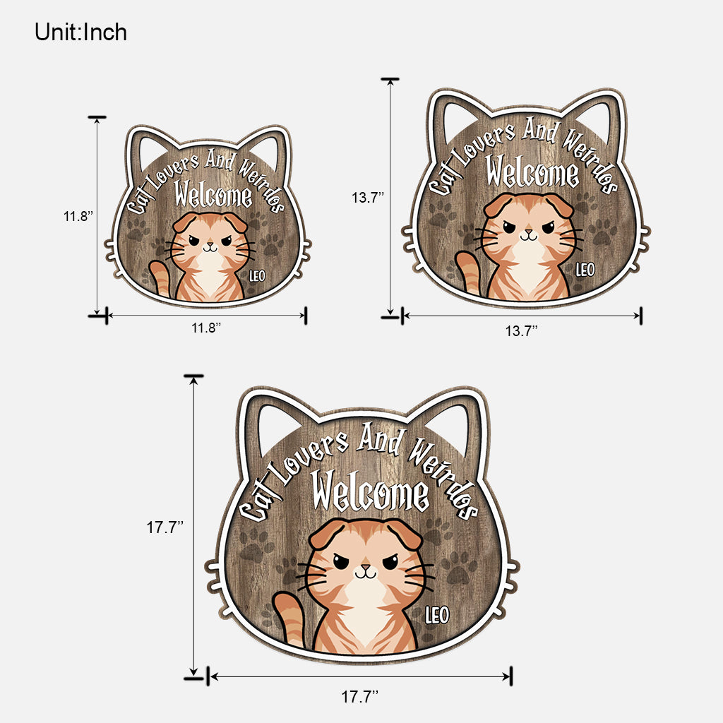 Amoureux des chats et originaux bienvenus - Panneau en bois personnalisé avec un chat