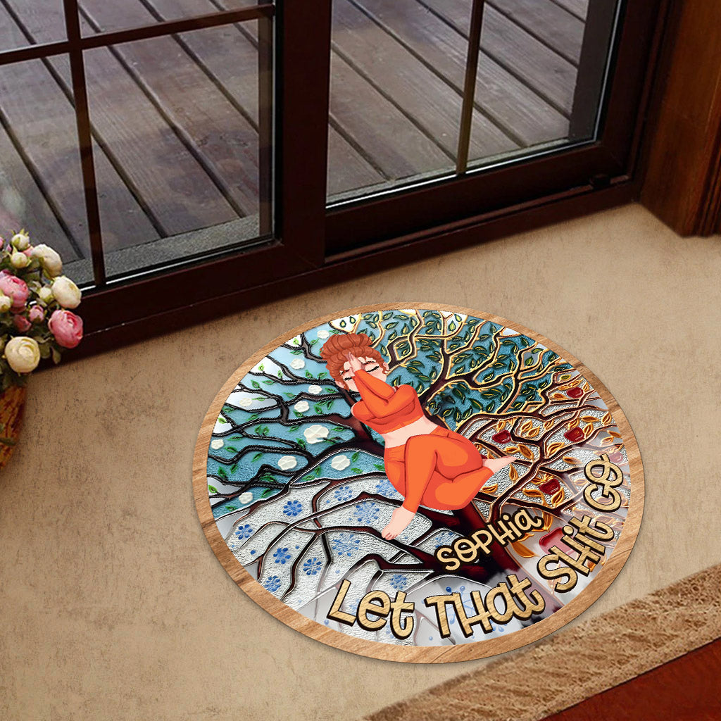 Let That Shit Go - Personalized Yoga Shaped Doormat