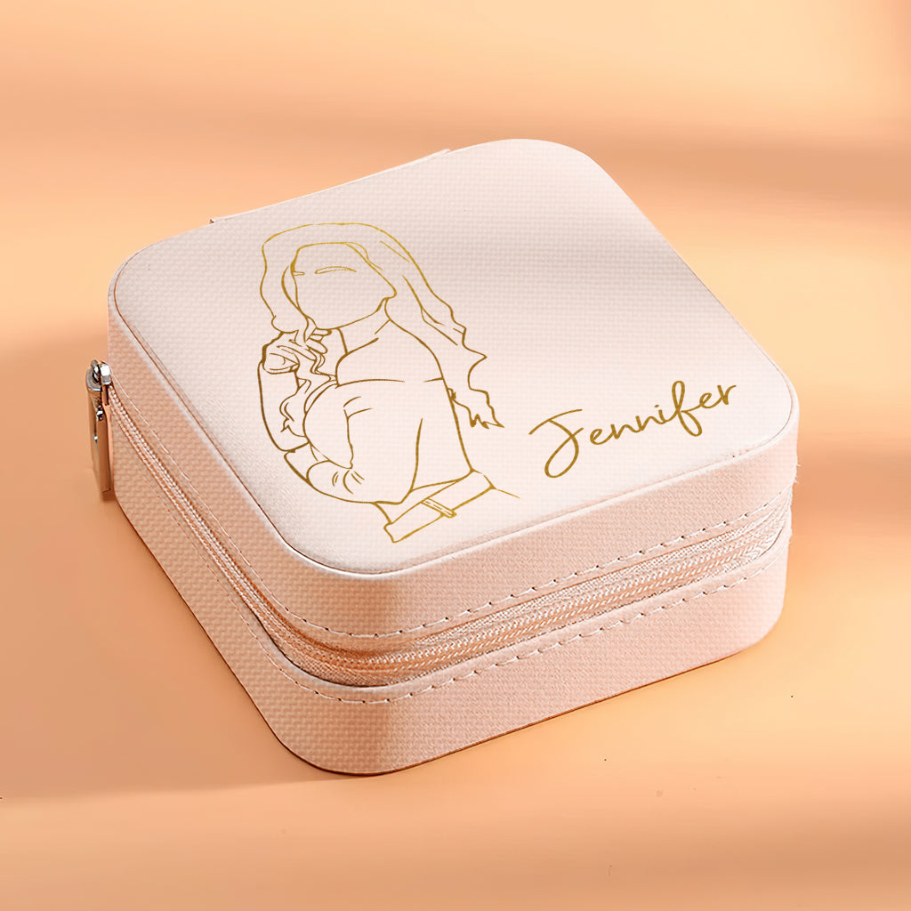 Dessin au trait personnalisé - cadeau pour grand-mère, maman, tante, fille, sœur, petite-fille, épouse, petite amie - Boîte à bijoux personnalisée