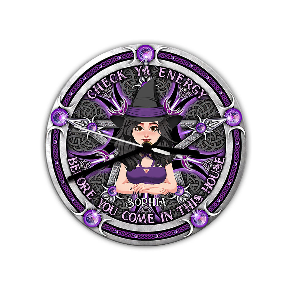 Check Ya Energy - Horloge murale de sorcière personnalisée
