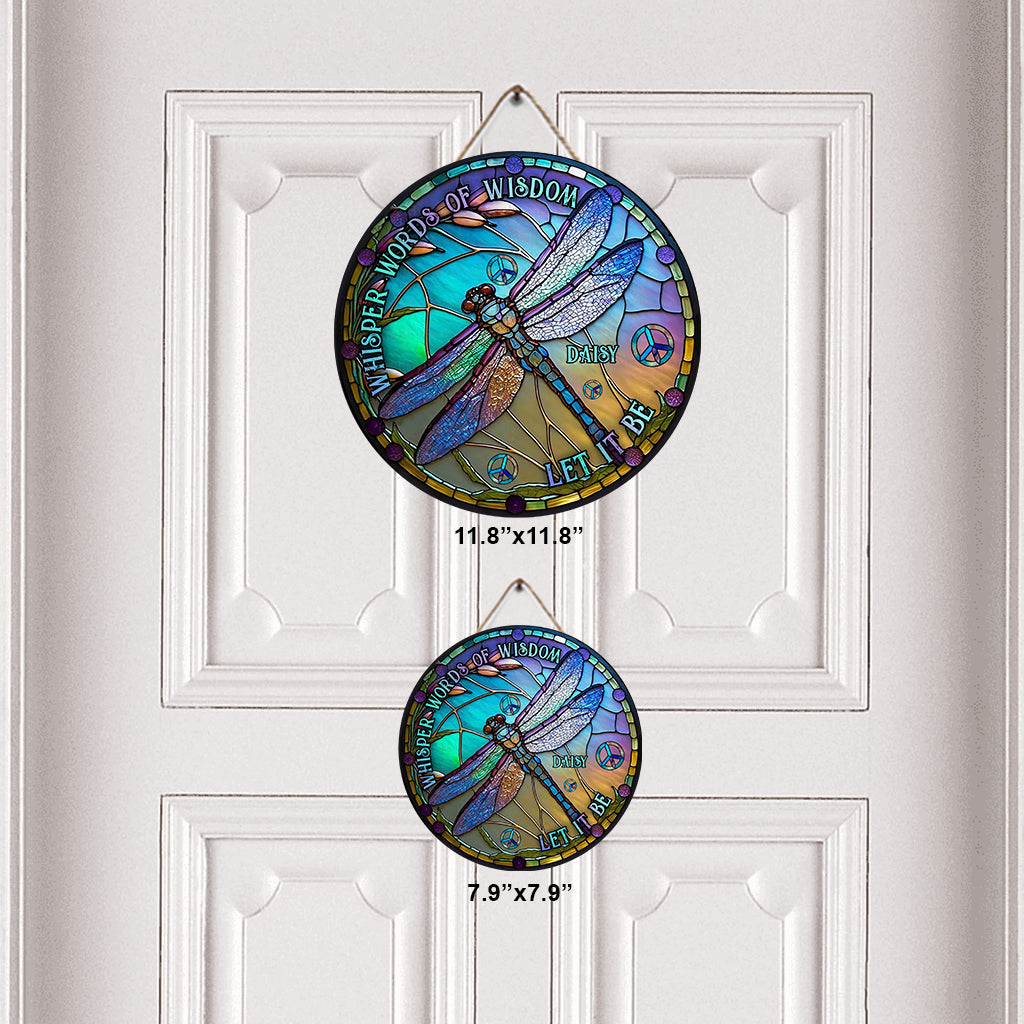 Paroles de sagesse murmurées « Laisse faire » - Panneau rond en bois personnalisé style hippie