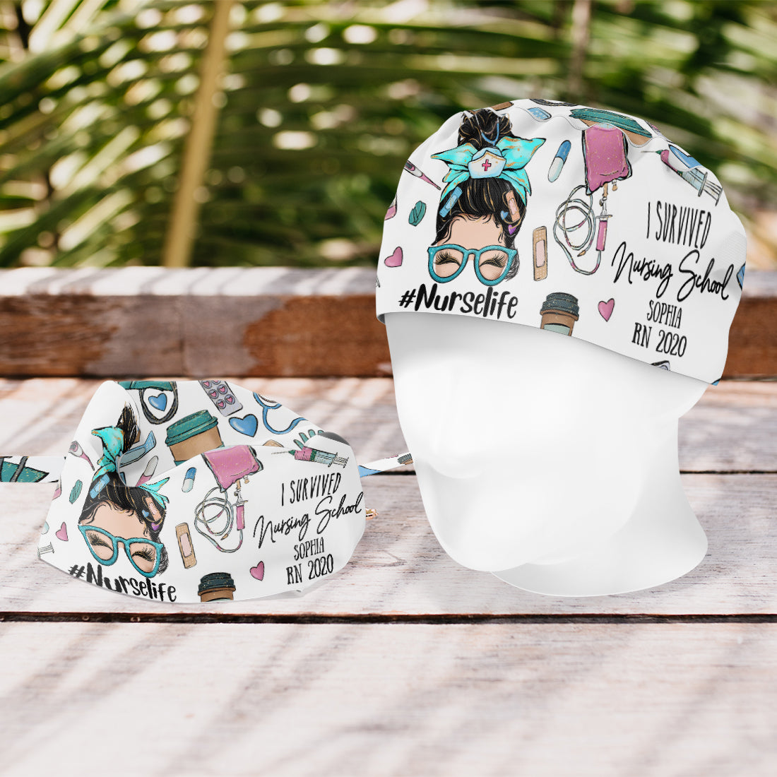 J'ai survécu à l'école d'infirmières - Bonnet d'infirmière personnalisé