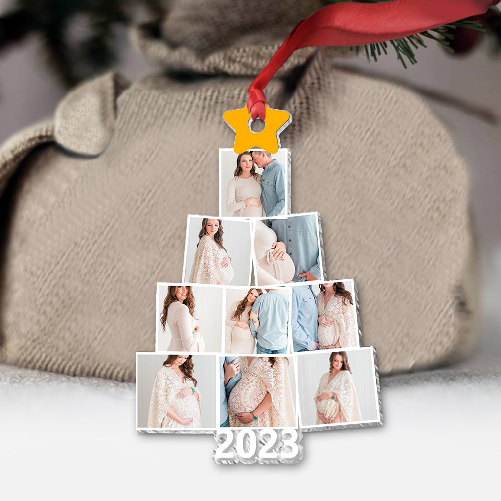 Sapin de Noël photo de grossesse - Ornement transparent personnalisé pour la grossesse