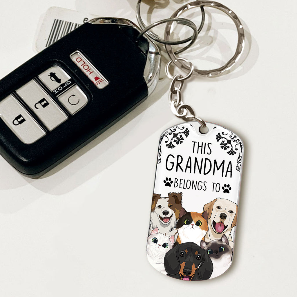 Ce porte-clés « Ce chien appartient à » - Cadeau pour amoureux des chats - Porte-clés personnalisé en acier inoxydable