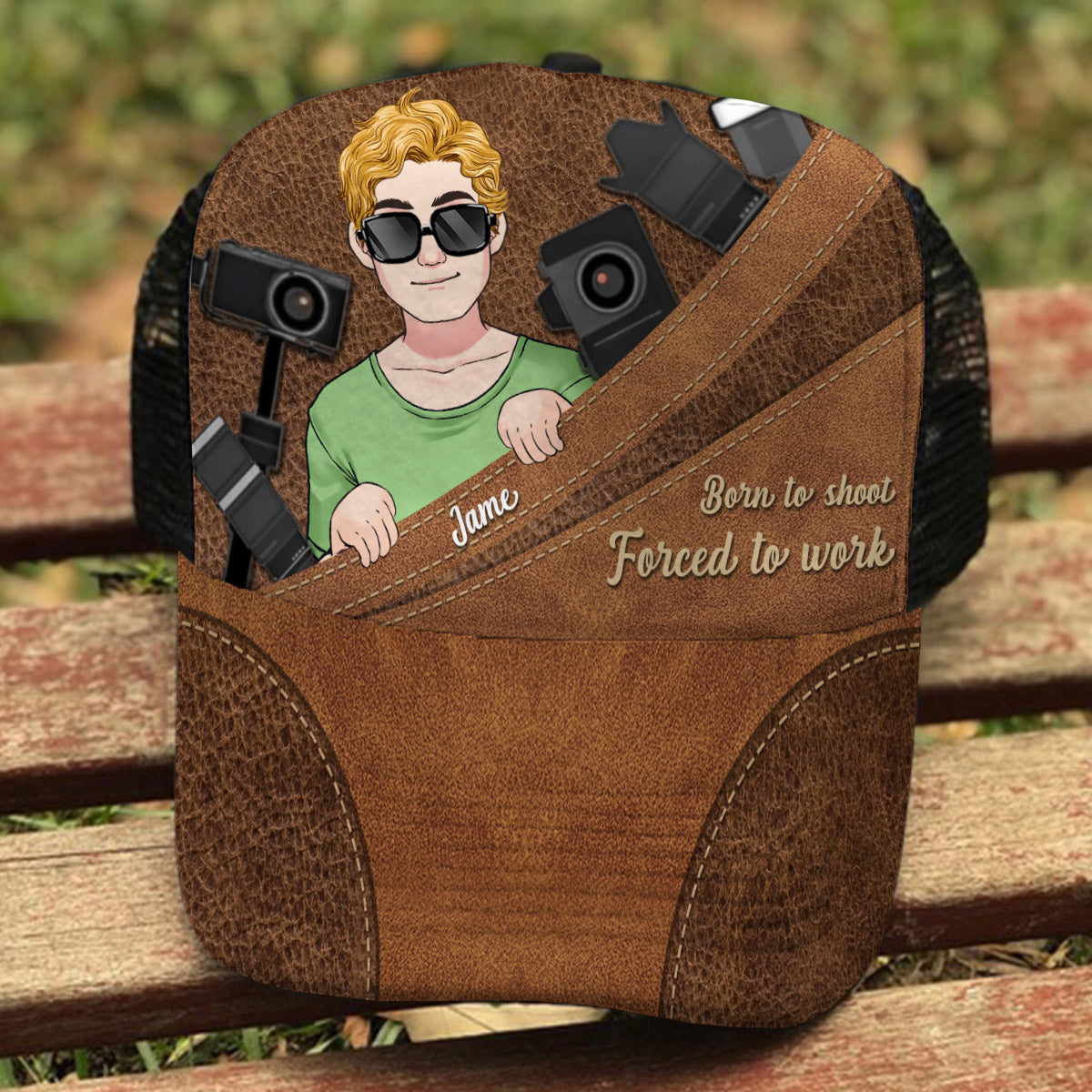Born To Shoot Forced To Work - Photography gift for him, her, friend, dad, mom, boyfriend, girlfriend - Personalized Trucker Hat