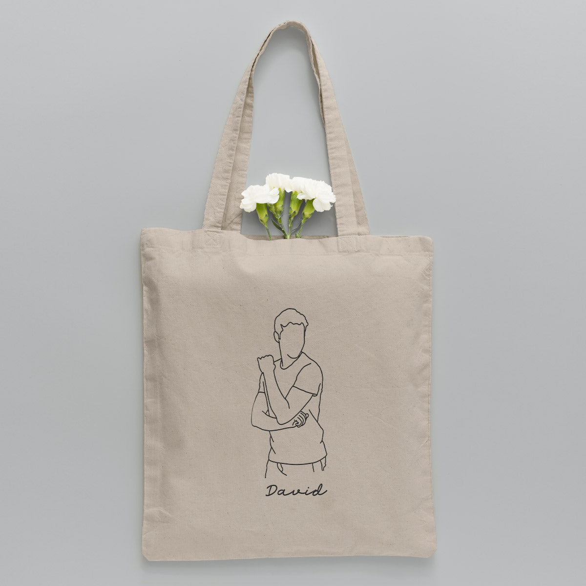 Sac fourre-tout brodé personnalisé avec photo au trait - Sac fourre-tout brodé personnalisé pour fils