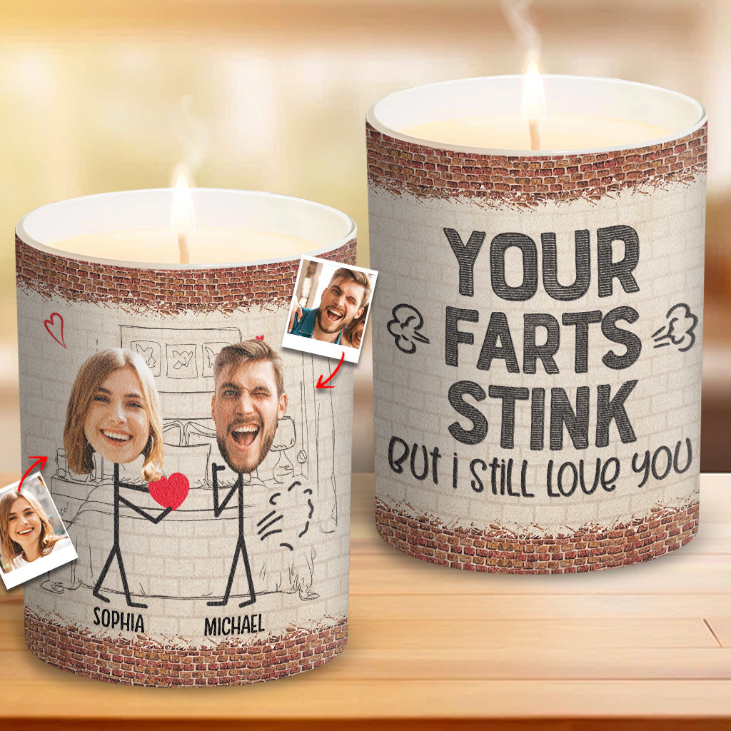 Votre pet pue - Bougie personnalisée pour couple avec couvercle en bois
