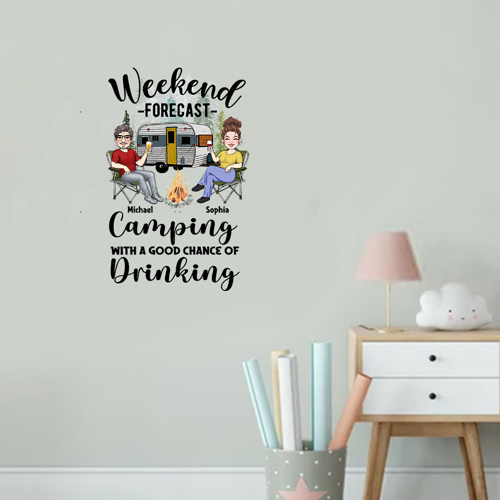 Prévisions du week-end - Autocollant de camping personnalisé complet
