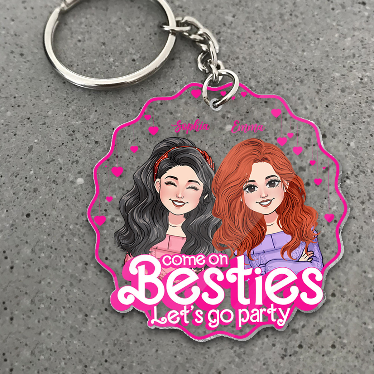Allez les copines, on fait la fête ! - Cadeau pour une amie - Porte-clés transparent personnalisé