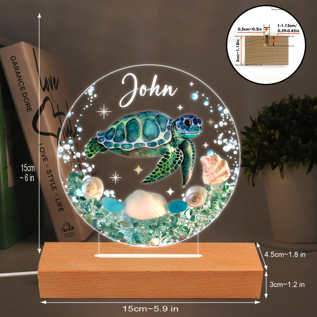 Plaque lumineuse personnalisée en forme de tortue « Love Turtle »