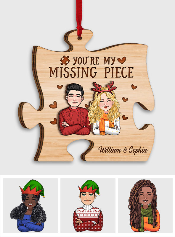 Tu es la pièce manquante de mon puzzle - cadeau pour épouse, époux, petite amie, petit ami - Ornement personnalisé à 2 couches