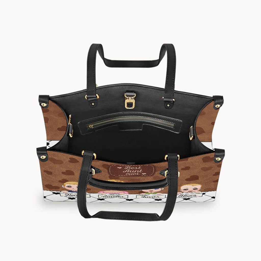 Meilleure grand-mère du monde - Cadeau pour grand-mère, maman, tante - Sac à main en cuir personnalisé