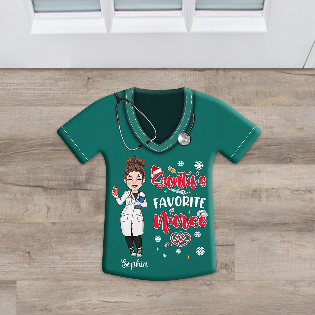 Paillasson personnalisé en forme d'infirmière, l'infirmière préférée du Père Noël