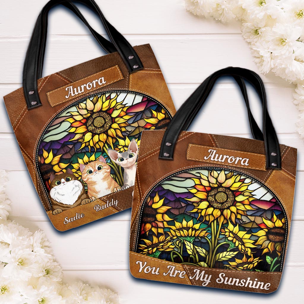 You Are My Sunshine Sunflower Stained Glass - Personalized Dog Tote Bag
