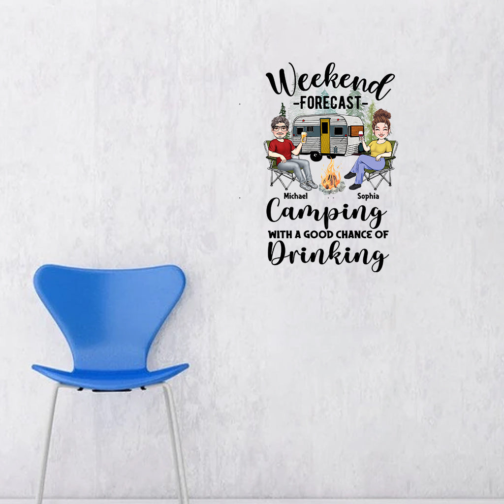 Prévisions du week-end - Autocollant de camping personnalisé complet