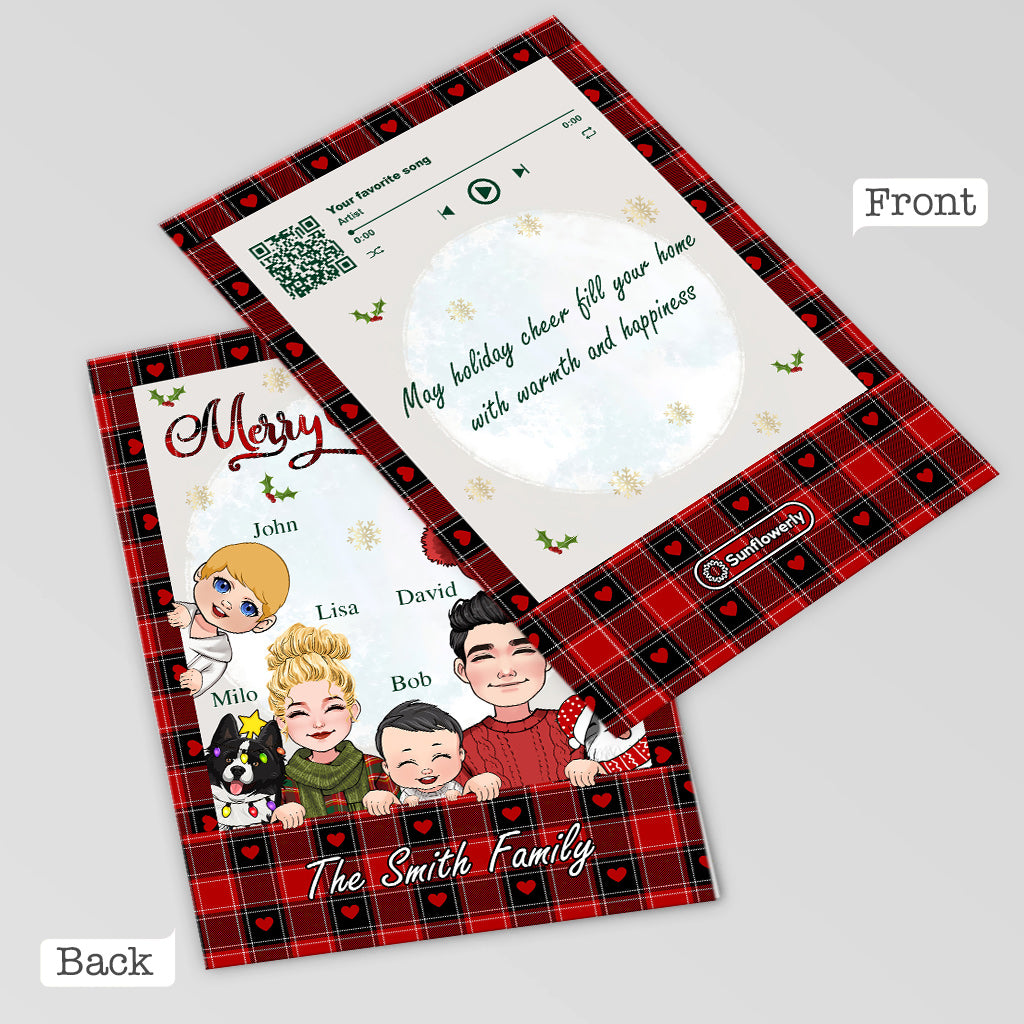 Carte de vœux personnalisée « Bonhomme de neige pour Noël » pour toute la famille