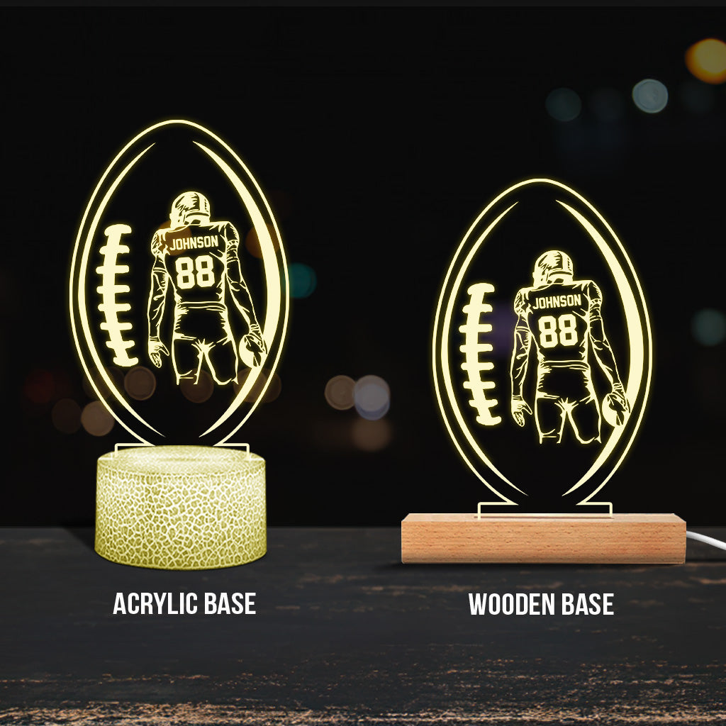 Lampe de nuit en forme de ballon de football - Cadeau idéal pour lui, petit ami, mari, fils - Socle lumineux personnalisé