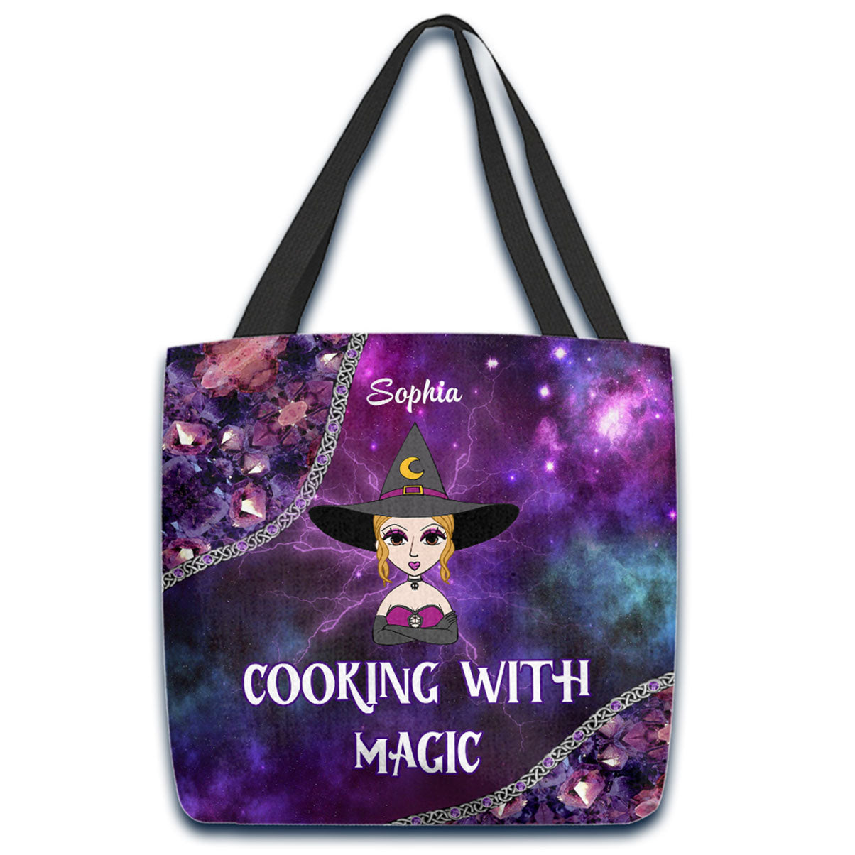 Cuisiner avec magie - Sac fourre-tout de sorcière personnalisé