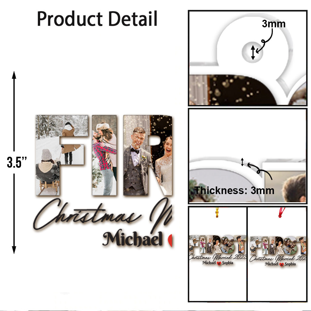 Premier Noël de jeunes mariés - cadeau pour mari et femme - Ornement transparent personnalisé