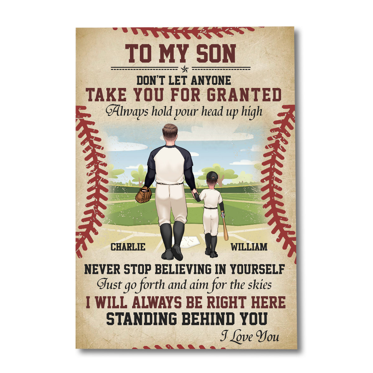 I Will Always Be Right Here - Personalized Baseball Canvas And Poster