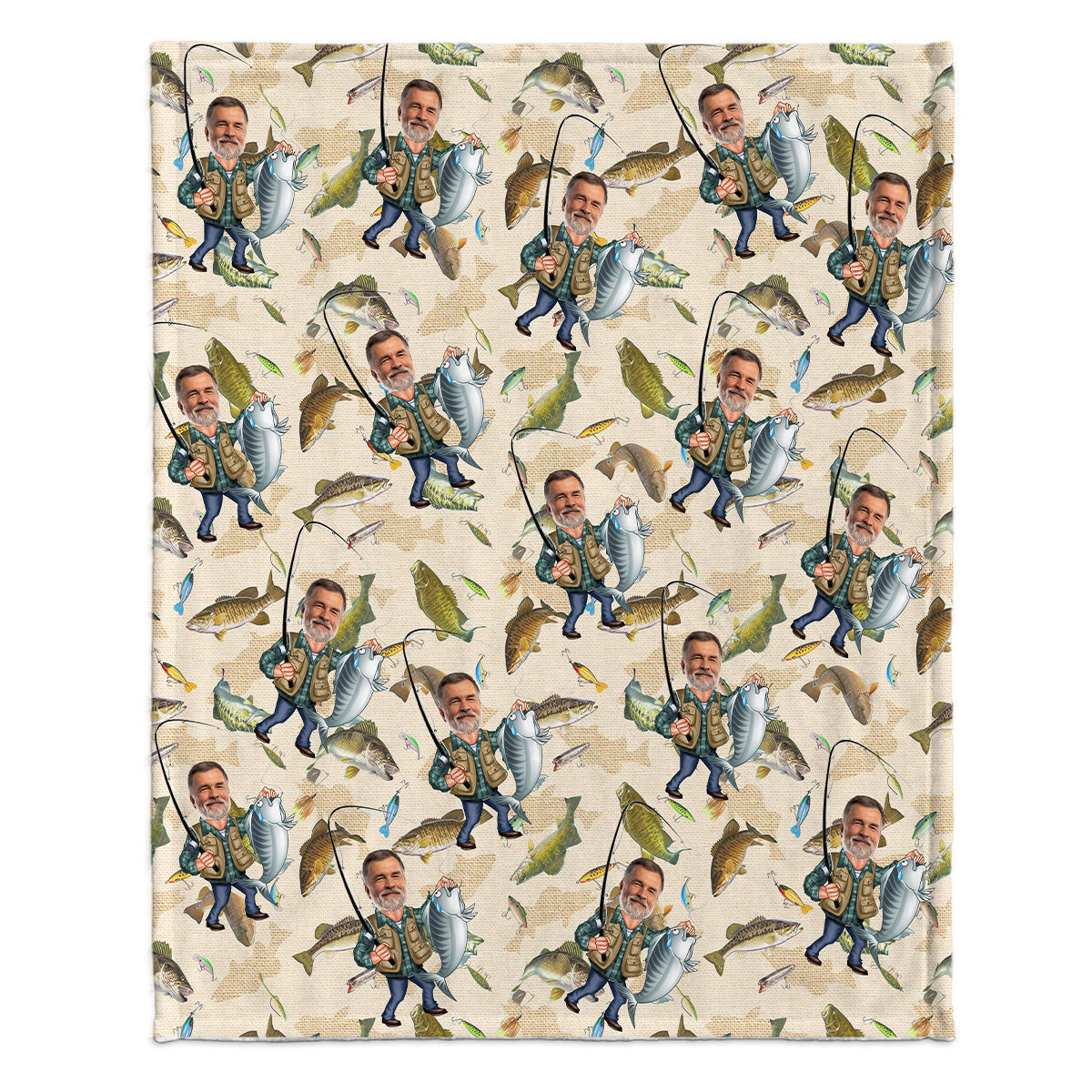 Couverture de pêche personnalisée avec photo humoristique - Motif pêche humoristique