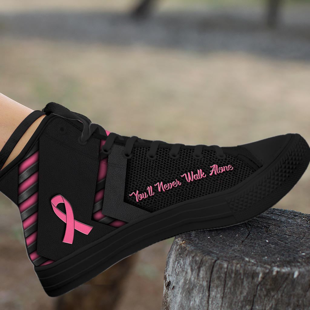 You'll Never Walk Alone - Personalized Breast Cancer Awareness High Top Shoes