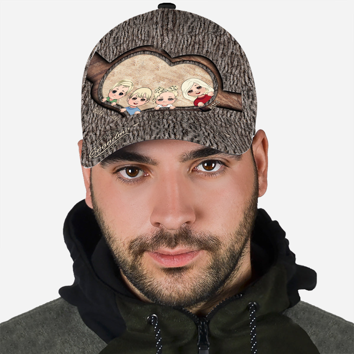 Chaque fois que vous touchez ce cœur - Cadeau pour papa, grand-mère, grand-père, maman, oncle, tante, frère, sœur - Casquette classique personnalisée