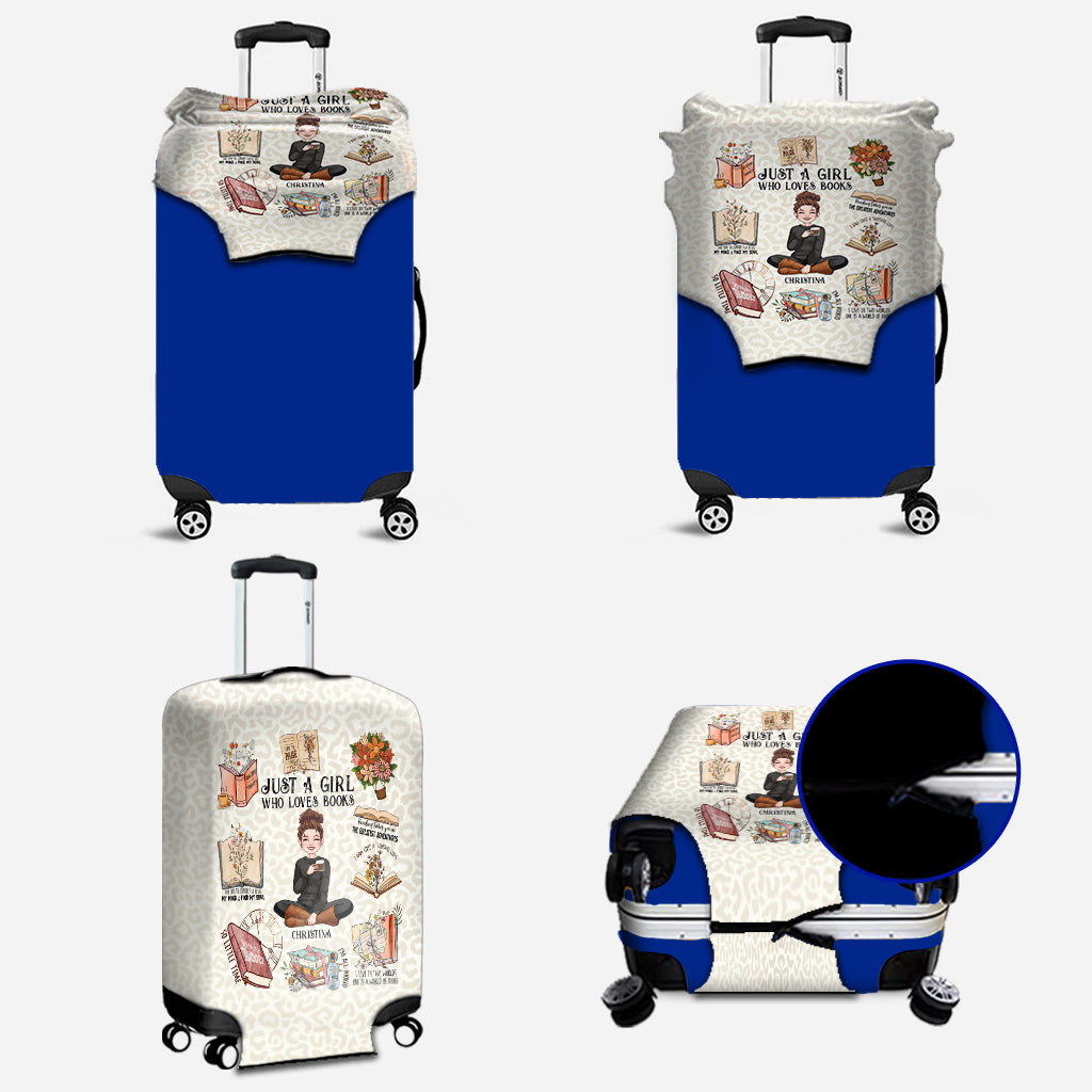 Une fille qui aime les livres - Housse de valise personnalisée en forme de livre