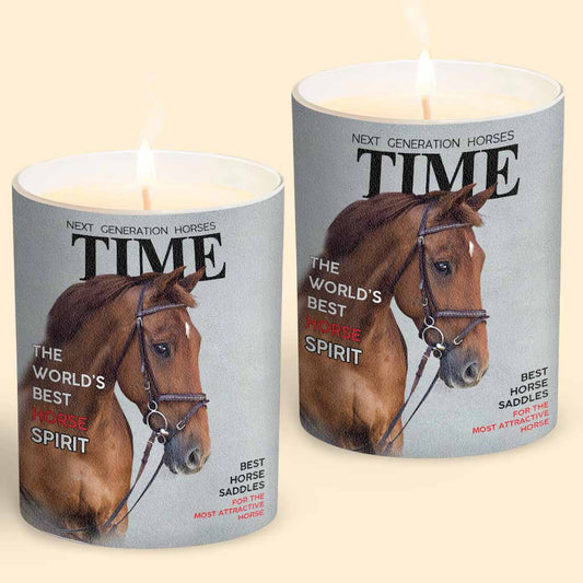 Couvertures de magazines - Bougie personnalisée en forme de cheval avec couvercle en bois