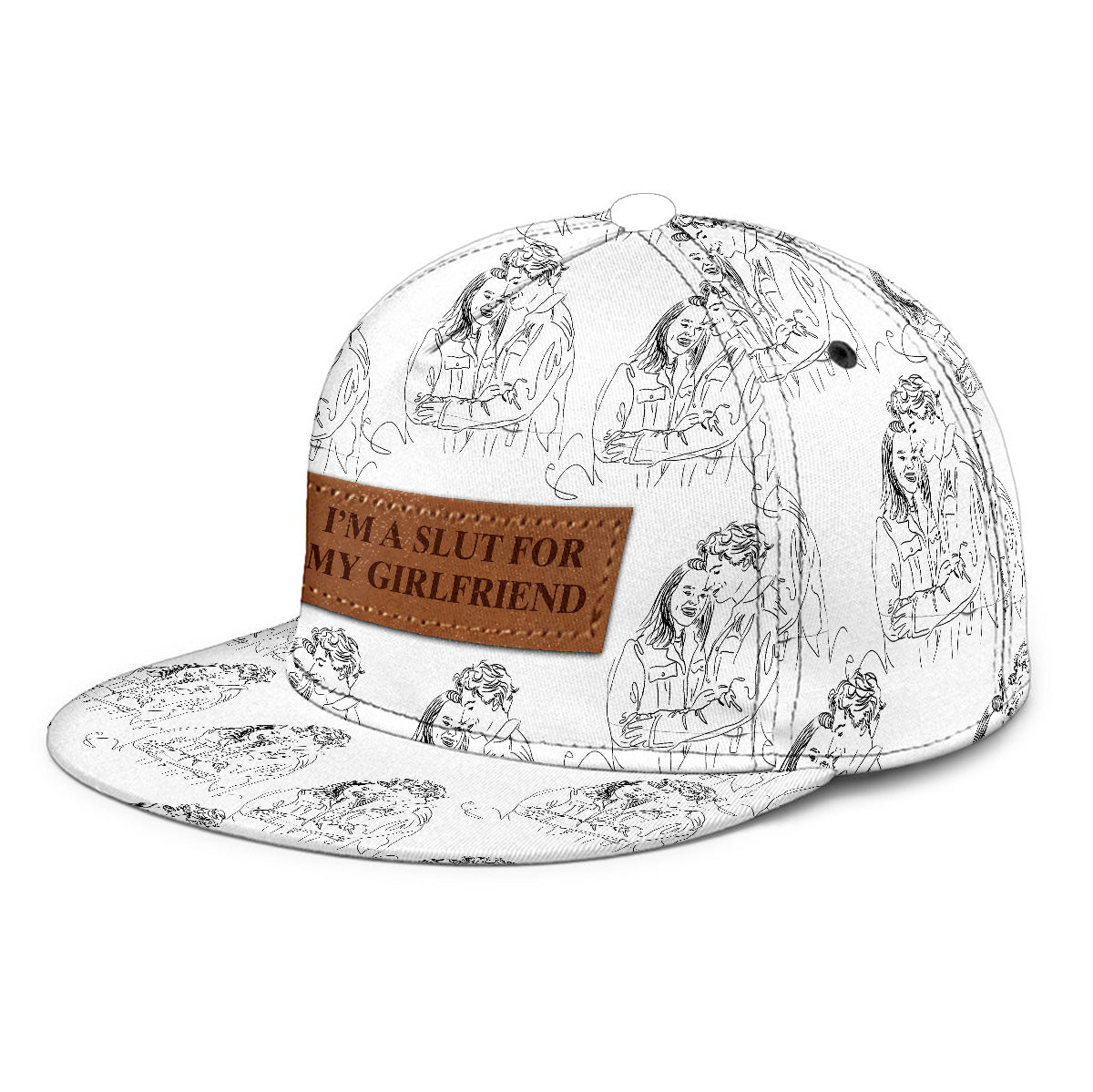 Dessin au trait personnalisé pour couple - Cadeau pour petit ami ou petite amie - Casquette personnalisée