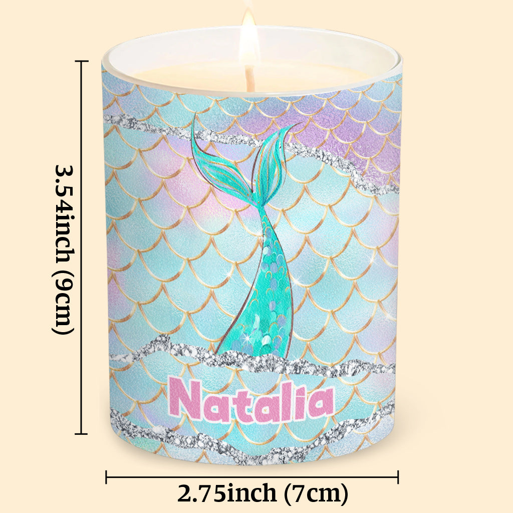 Bougie personnalisée « Beach Please I'm A Mermaid » avec couvercle en bois, idéale pour les amoureux de la mer